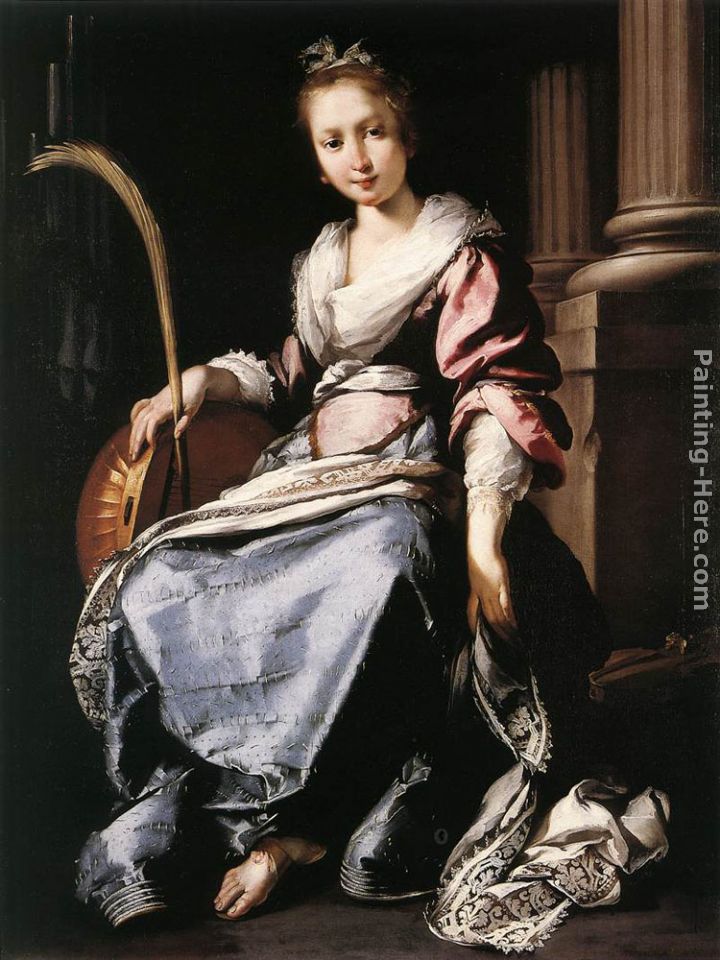 St Cecilia painting - Bernardo Strozzi St Cecilia art painting